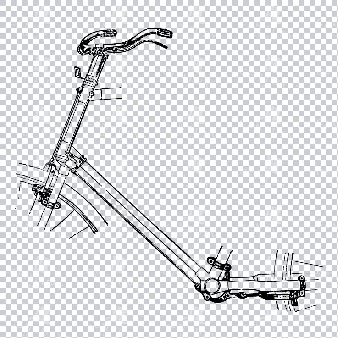 Vintage Color PNG Illustration - Bicycle Frame No.1