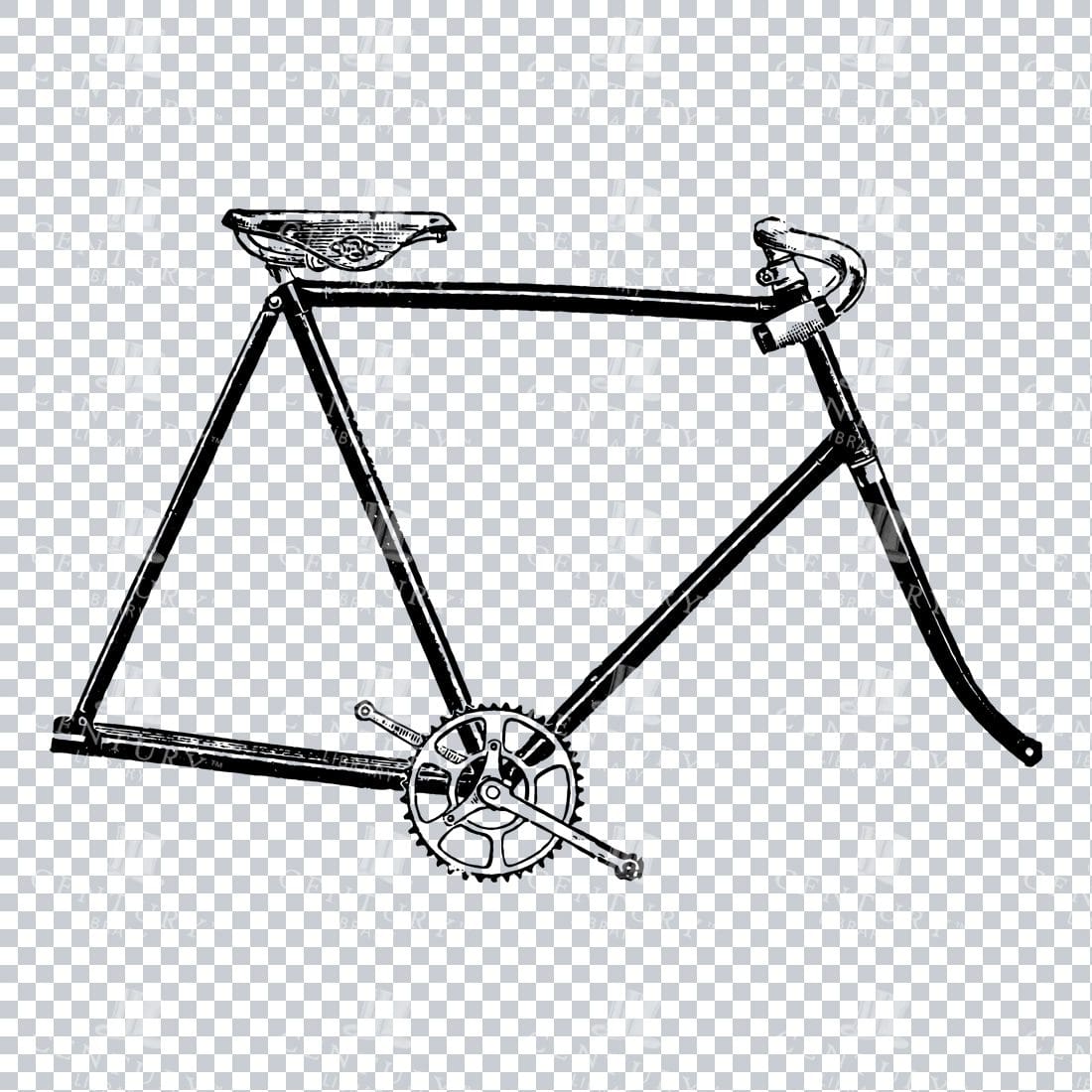 Vintage Color PNG Illustration - Bicycle Frame No.4