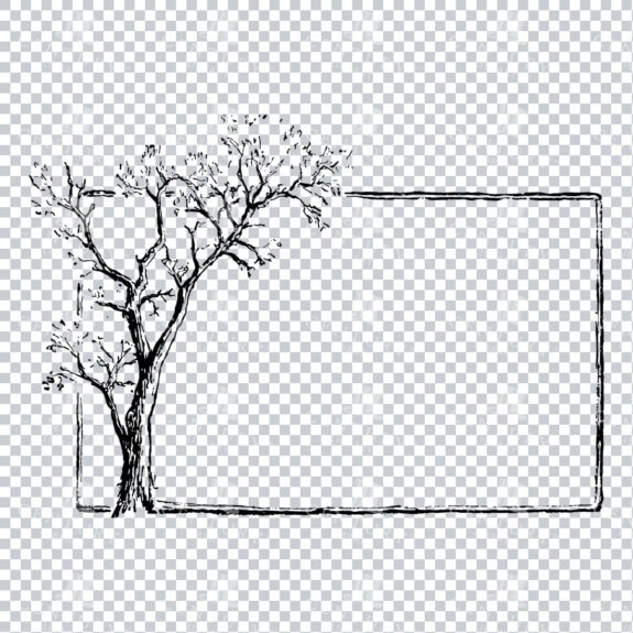 Decorative Line Art Illustration - Frame / Border / Outline No.14