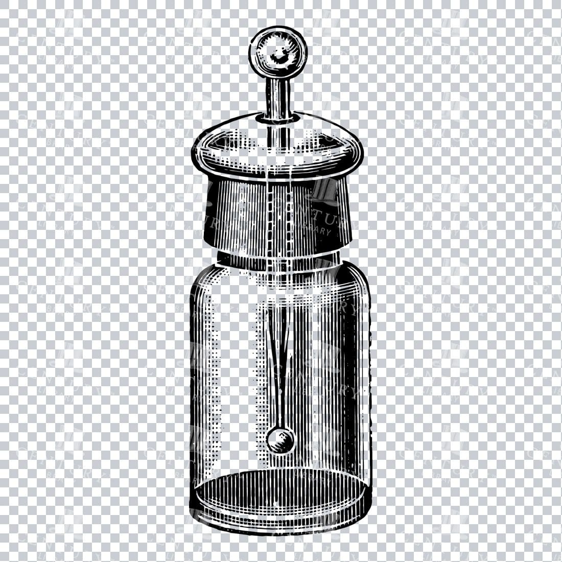Hand Drawn Line Art PNG Illustration of a Glass Bottle / Jar No.2