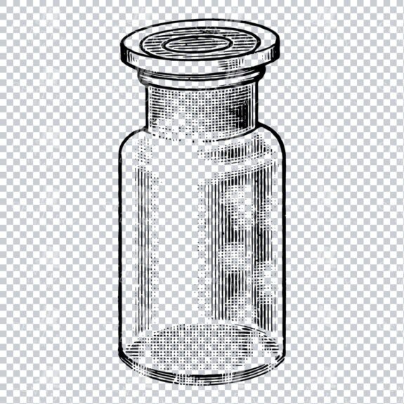 Hand Drawn Line Art PNG Illustration of a Glass Bottle / Jar No.3