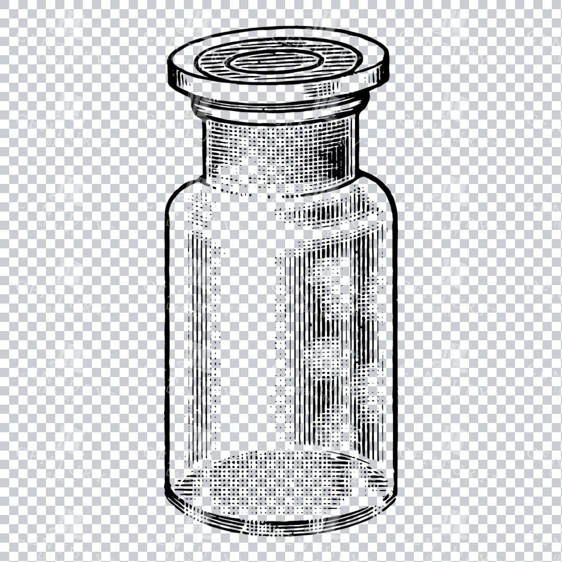 Hand Drawn Line Art PNG Illustration of a Glass Bottle / Jar No.3