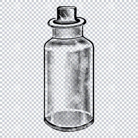 Hand Drawn Line Art PNG Illustration of a Glass Bottle / Jar No.4