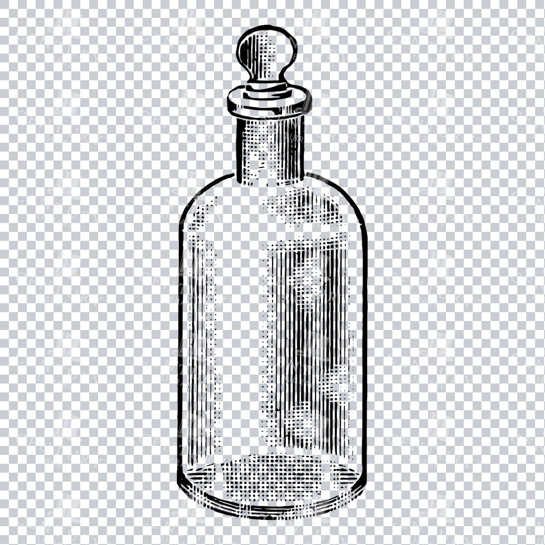 Hand Drawn Line Art PNG Illustration of a Glass Bottle / Jar No.5