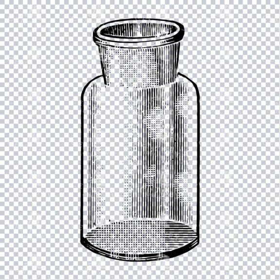 Hand Drawn Line Art PNG Illustration of a Glass Bottle / Jar No.6