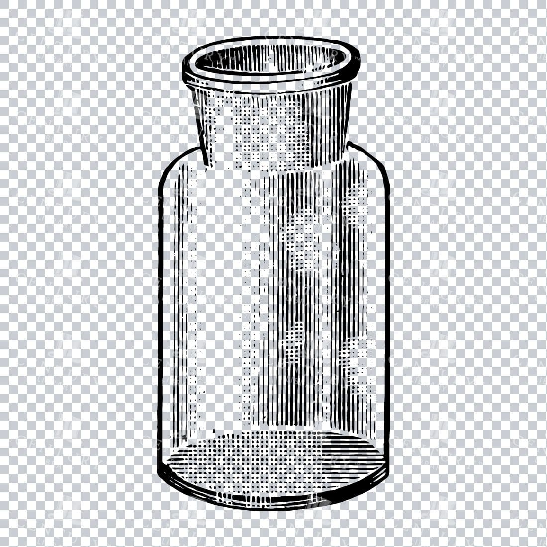 Hand Drawn Line Art PNG Illustration of a Glass Bottle / Jar No.6