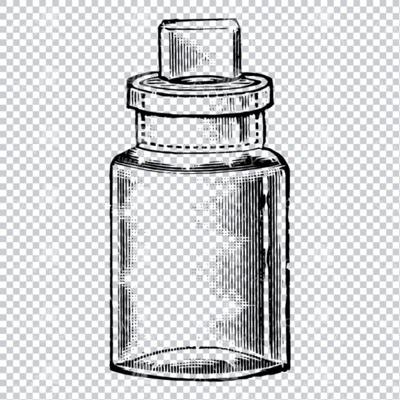 Hand Drawn Line Art PNG Illustration of a Glass Bottle / Jar No.8