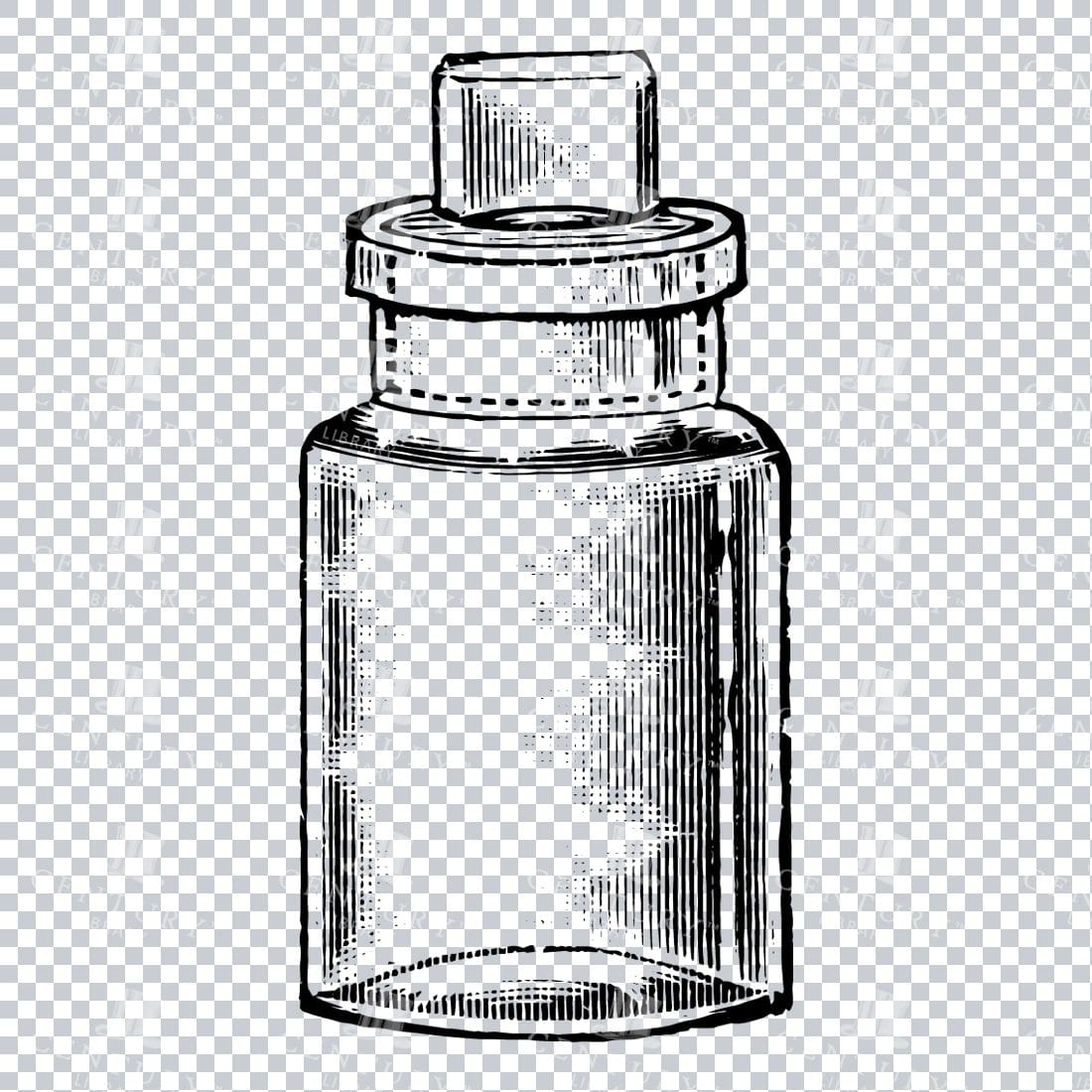 Hand Drawn Line Art PNG Illustration of a Glass Bottle / Jar No.8