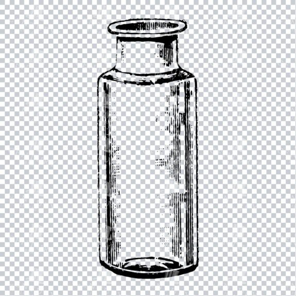 Hand Drawn Line Art PNG Illustration of a Glass Bottle / Jar No.10