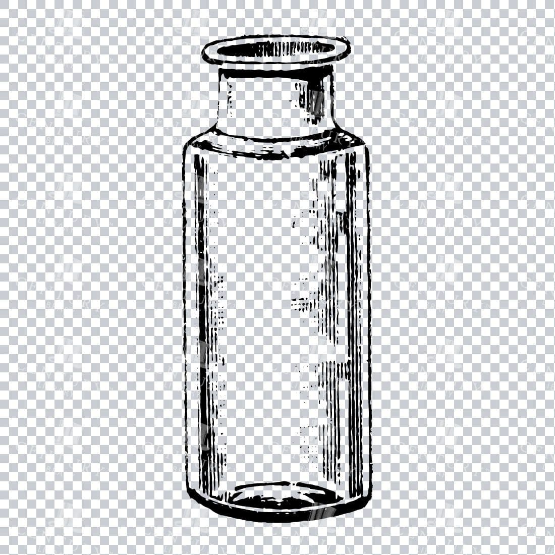 Hand Drawn Line Art PNG Illustration of a Glass Bottle / Jar No.10