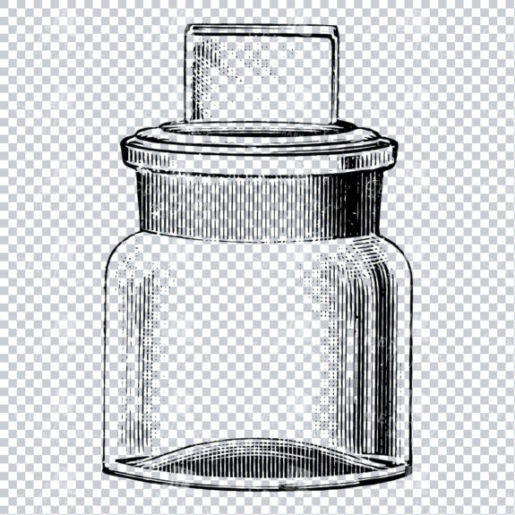 Hand Drawn Line Art PNG Illustration of a Glass Bottle / Jar No.11
