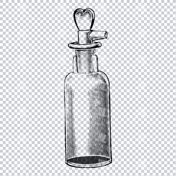 Hand Drawn Line Art PNG Illustration of a Glass Bottle / Jar No.14