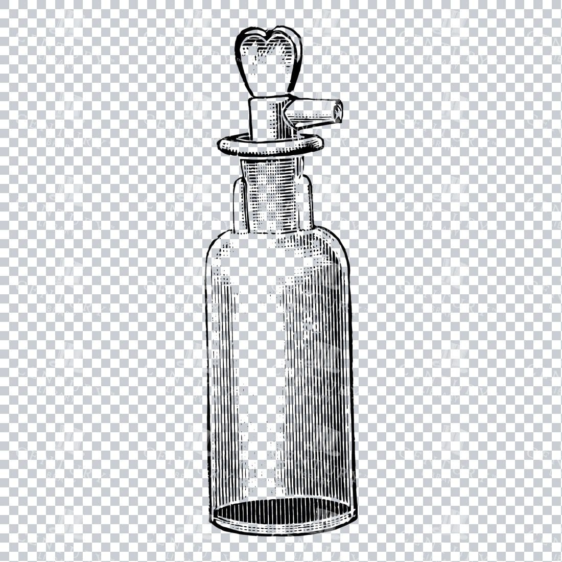 Hand Drawn Line Art PNG Illustration of a Glass Bottle / Jar No.14