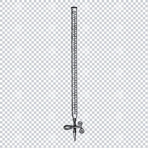 Vintage Line Art Drawing of a Burette