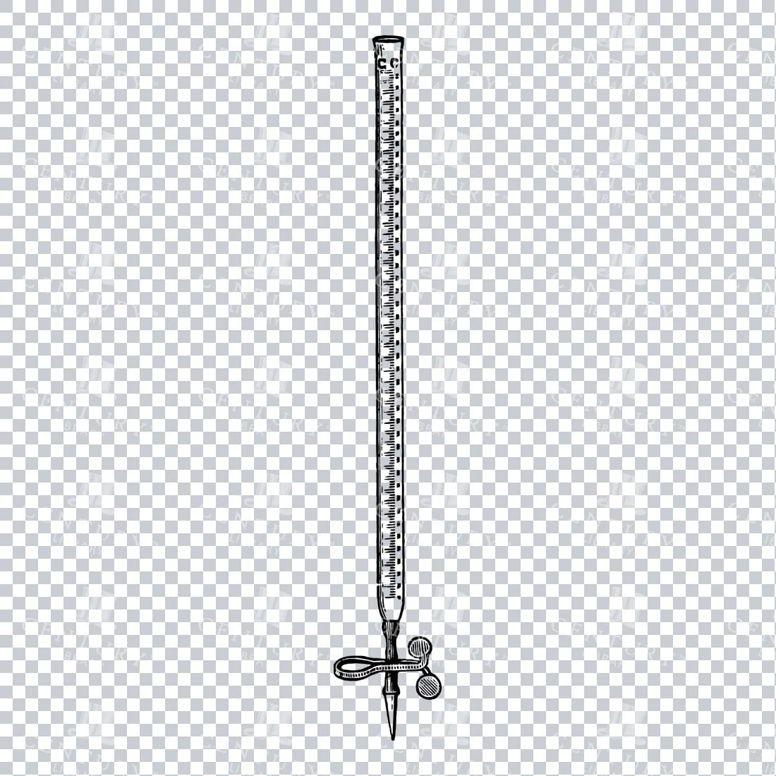 Vintage Line Art Drawing of a Burette