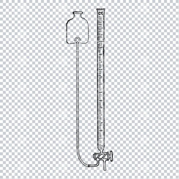 Vintage Line Art Drawing of a Burette and Bag