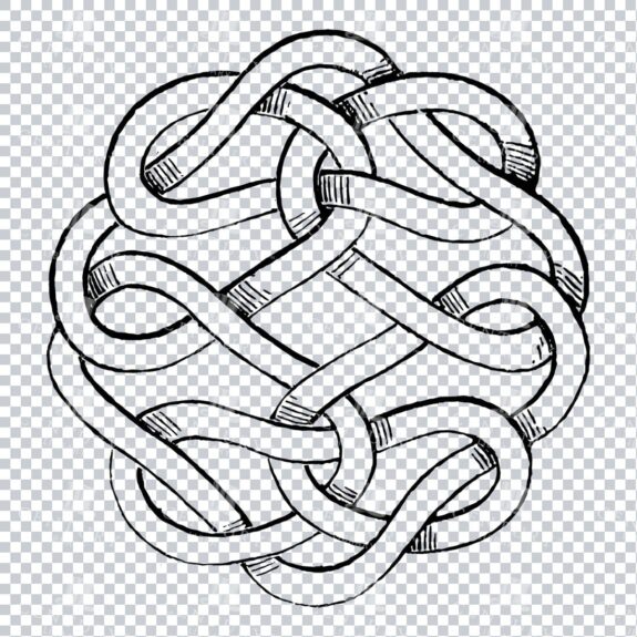 Vintage Line Art PNG Illustration of a Celtic Knot