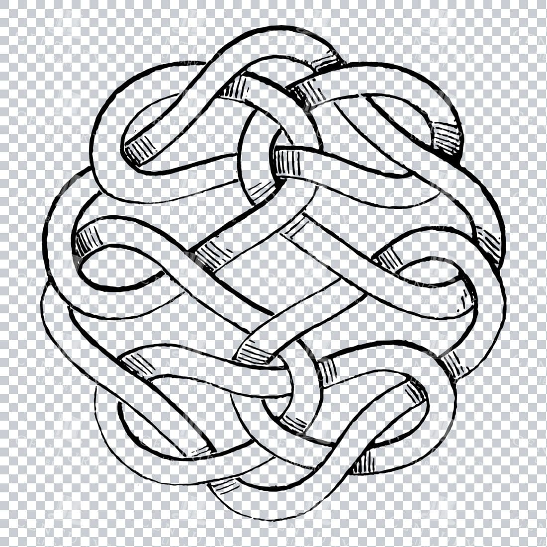 Vintage Line Art PNG Illustration of a Celtic Knot