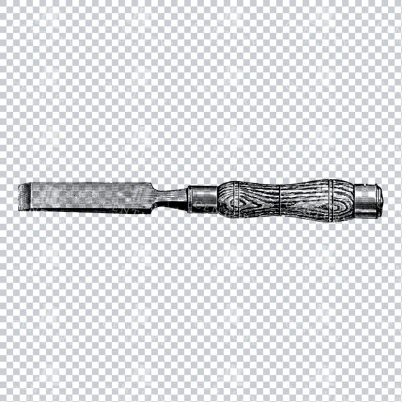 Vintage Line Art PNG Illustration of a Chisel Tool No.1