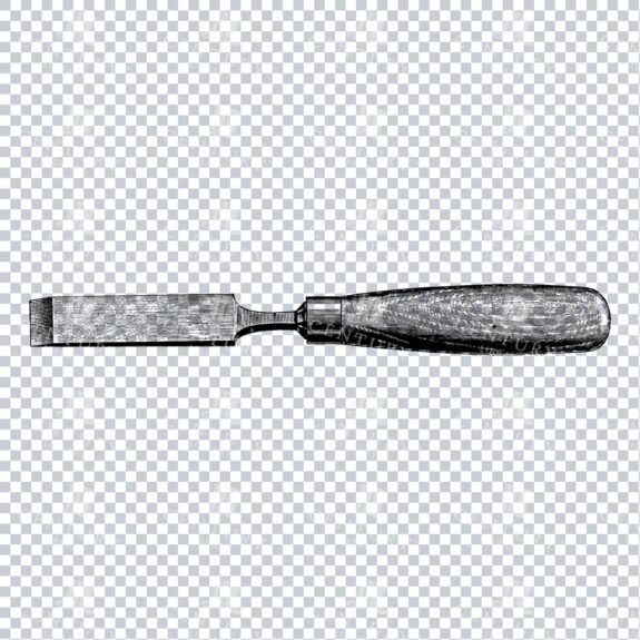 Vintage Line Art PNG Illustration of a Chisel Tool No.3