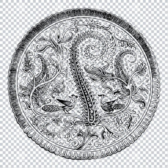 Vintage Line Art PNG Illustration of a Decorative Circle Pattern No.2