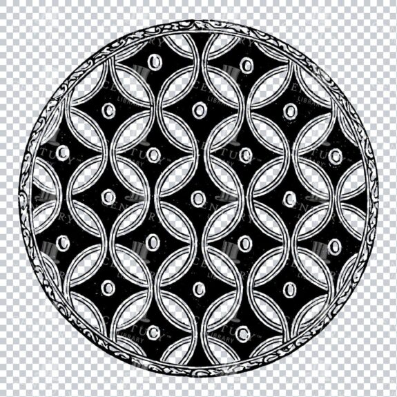 Vintage Line Art PNG Illustration of a Decorative Circle Pattern No.4