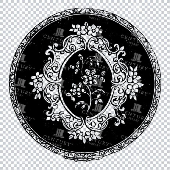 Vintage Line Art PNG Illustration of a Decorative Circle Pattern No.6