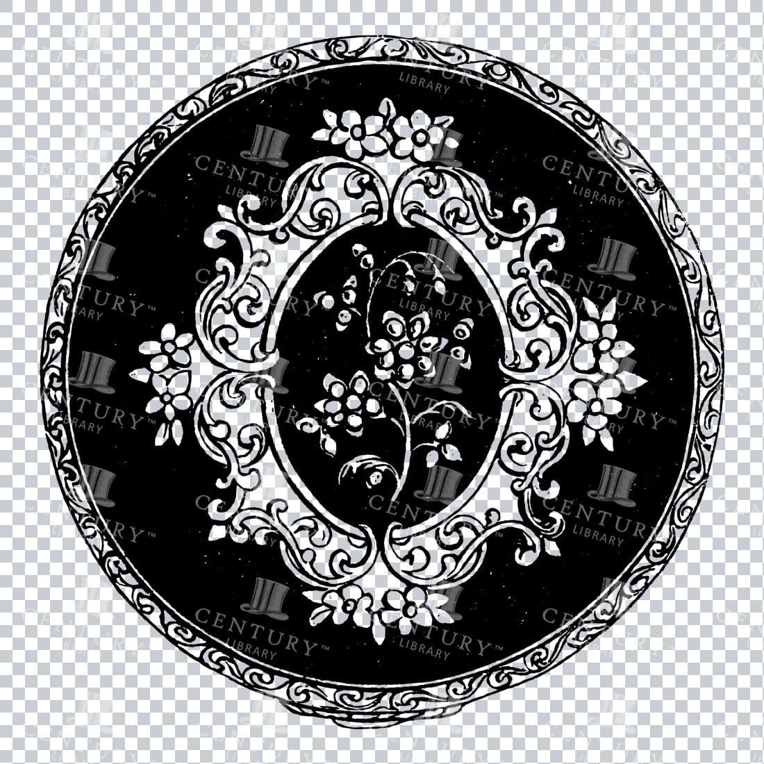 Vintage Line Art PNG Illustration of a Decorative Circle Pattern No.6