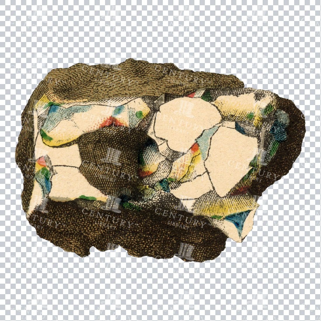 Colored Mineralogy Artwork - Gem / Rock / Mineral / Crystal No.21