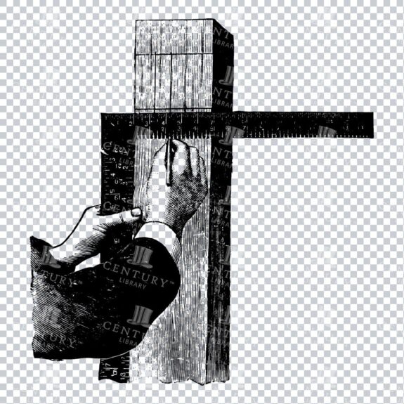 Vintage Illustration of a Craftsman with a L-Square Ruler