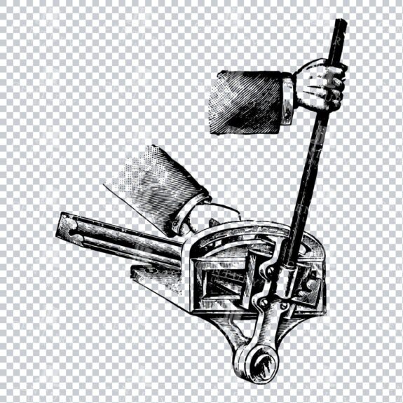 Vintage Illustration of a Craftsman Pulling on a Lever