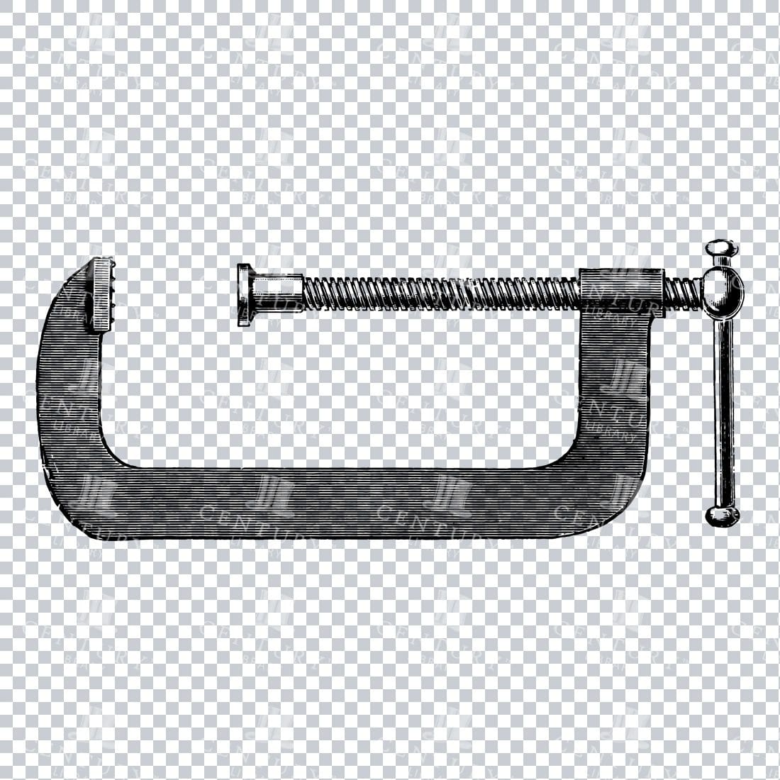 Vintage Line Art of G-Clamp / Cramp No.3