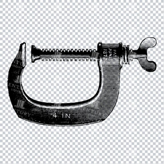 Vintage Line Art of G-Clamp / Cramp No.4