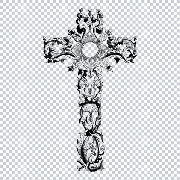 Decorative Line Art Illustration of the Christian Religious Cross No.1