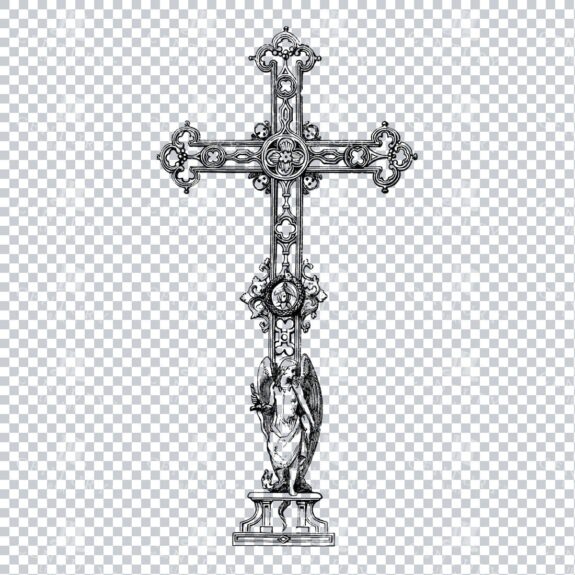 Decorative Line Art Illustration of the Christian Religious Cross No.2