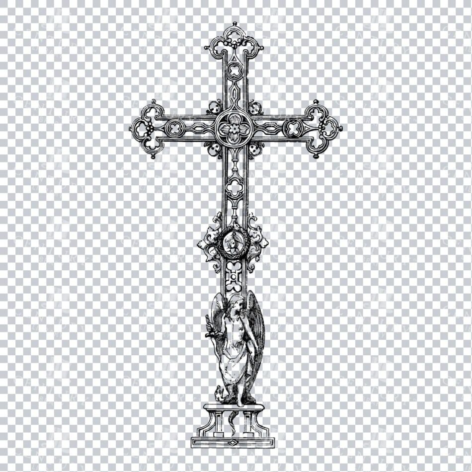 Decorative Line Art Illustration of the Christian Religious Cross No.2