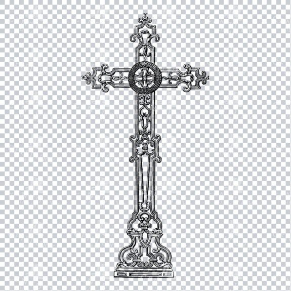 Decorative Line Art Illustration of the Christian Religious Cross No.3