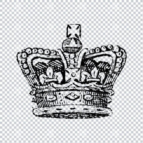 Decorative Line Art Illustration of a Royal Crown with Jewels No.2