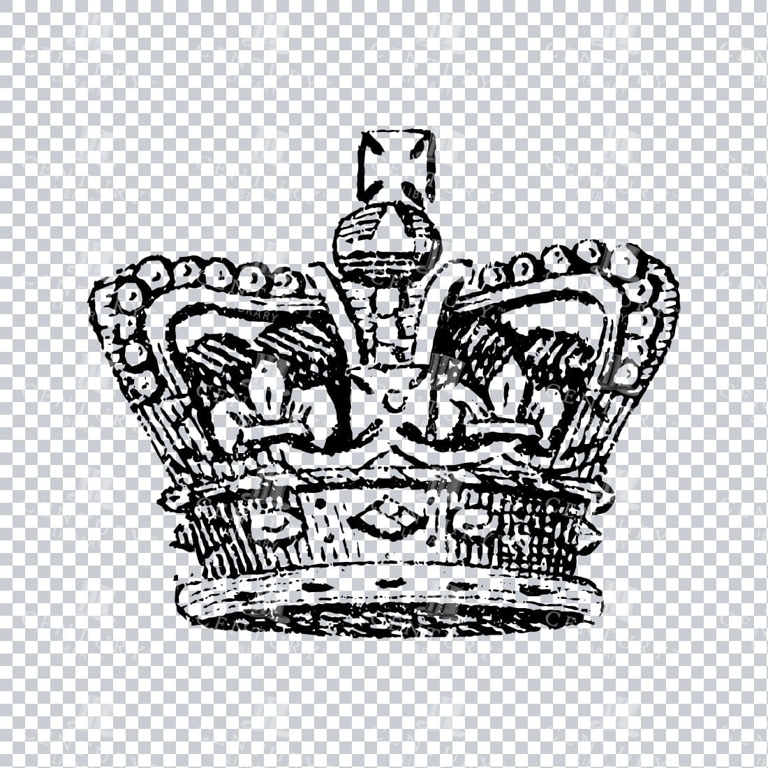 Decorative Line Art Illustration of a Royal Crown with Jewels No.2