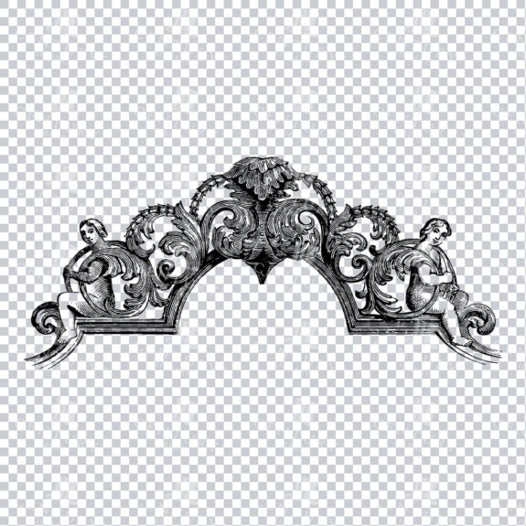 Antique Frame Line Art with two People Sat Either Side