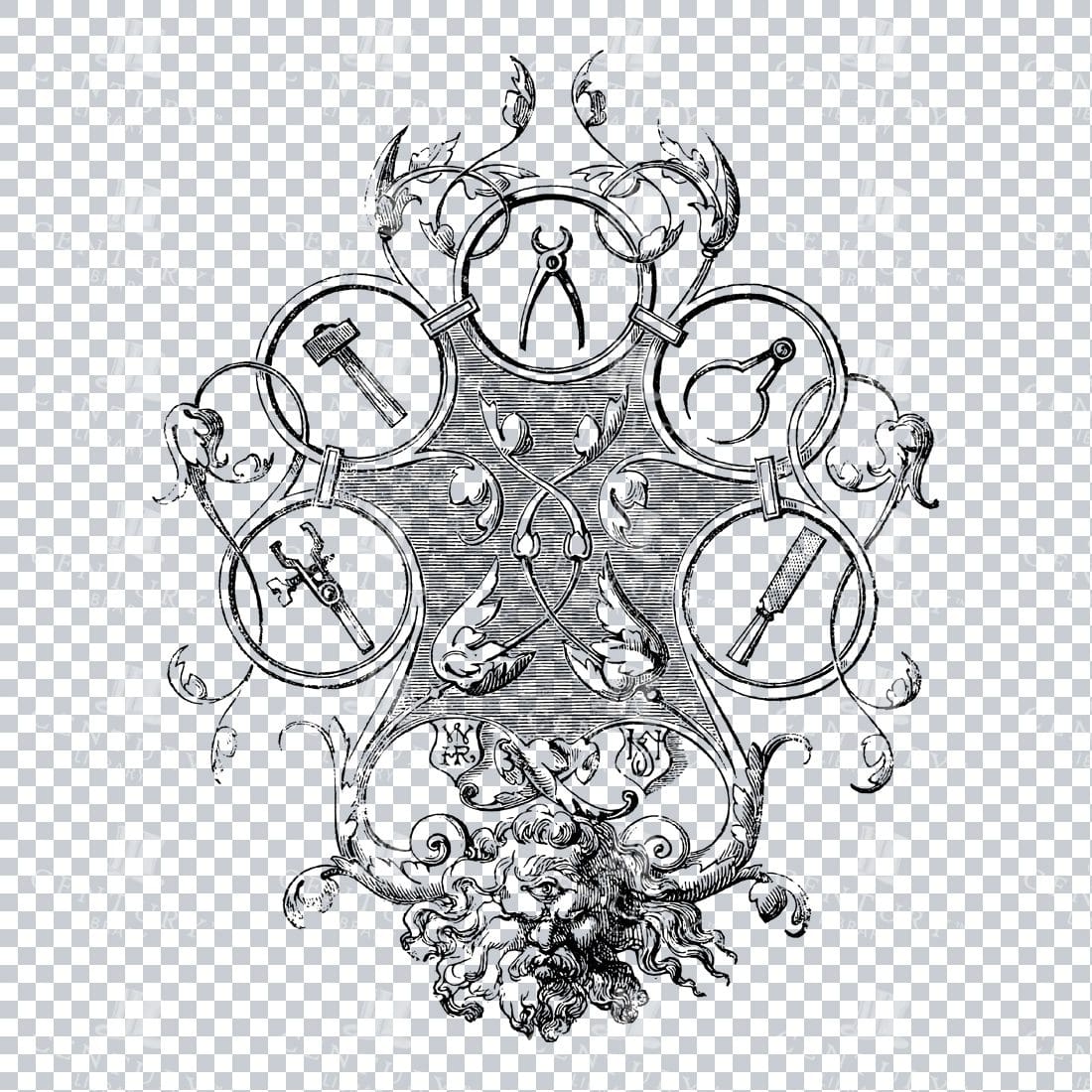 Vintage Decorative Line Art Illustration - Floral - Border - Frame - Pattern No.2