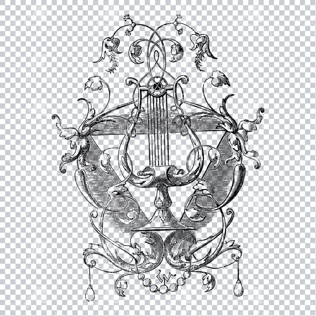 Vintage Decorative Line Art Illustration - Floral - Border - Frame - Pattern No.4