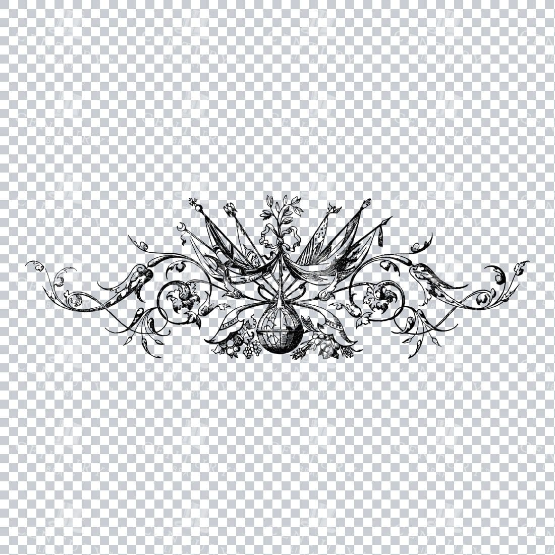 Vintage Decorative Line Art Illustration - Floral - Border - Frame - Pattern No.5