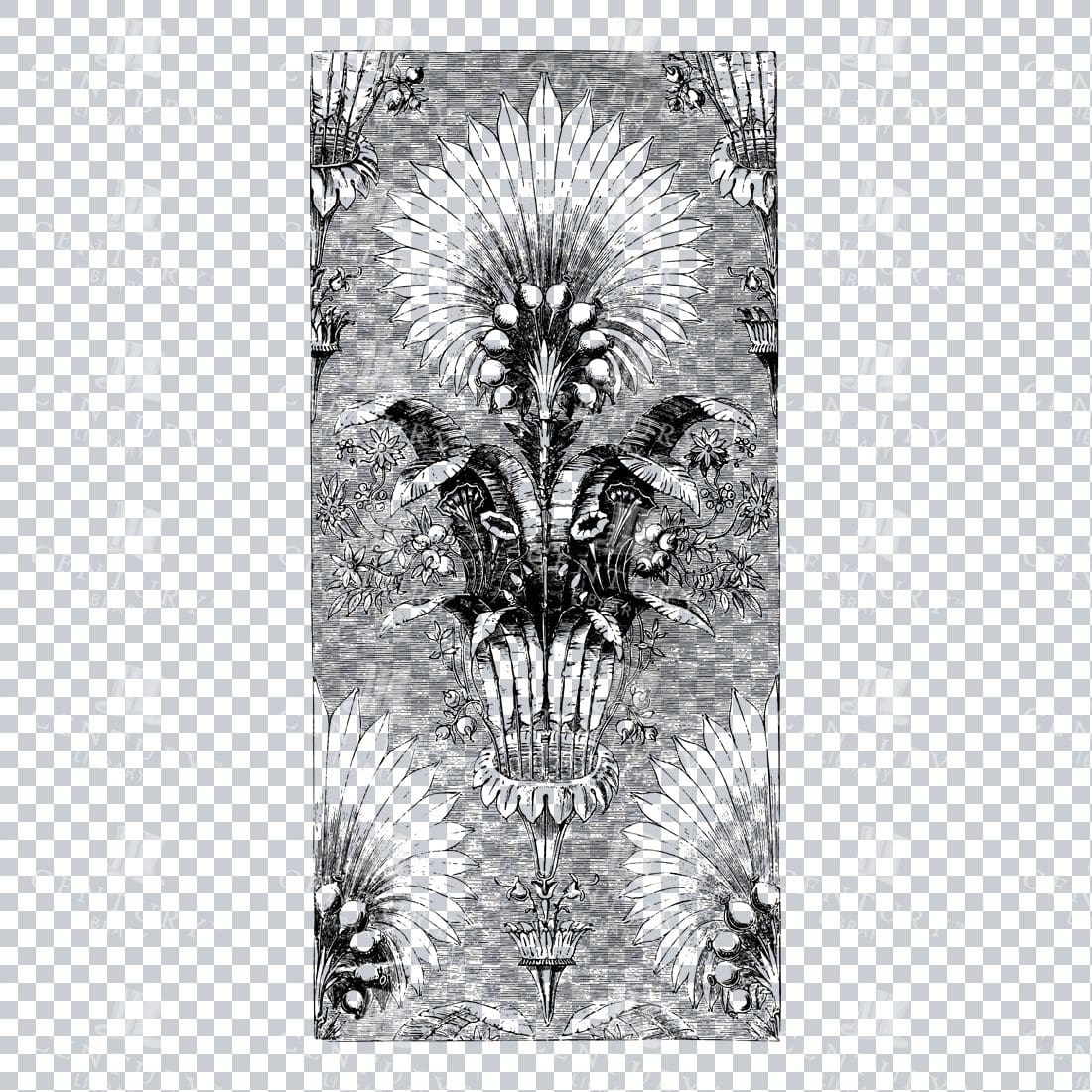 Vintage Decorative Line Art Illustration - Floral - Border - Frame - Pattern No.7