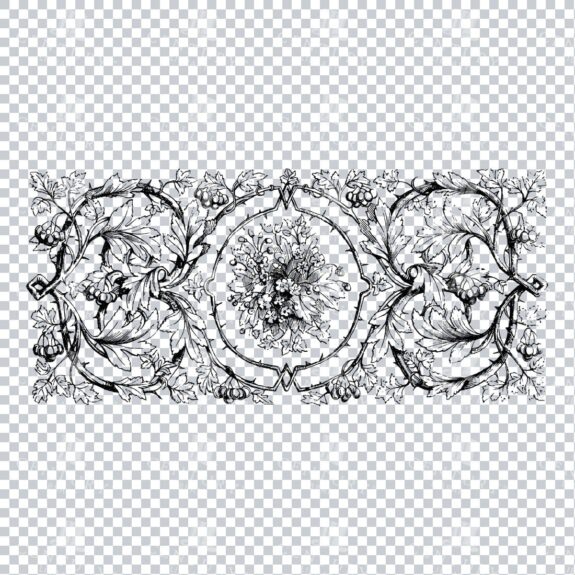 Vintage Decorative Line Art Illustration - Floral - Border - Frame - Pattern No.8