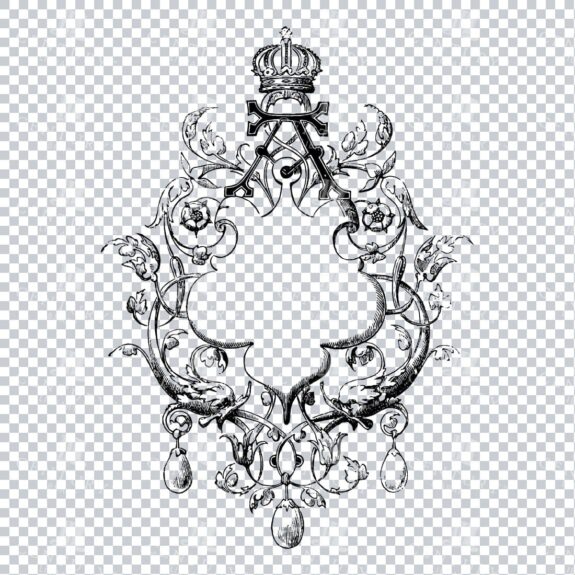 Vintage Decorative Line Art Illustration - Floral - Border - Frame - Pattern No.9