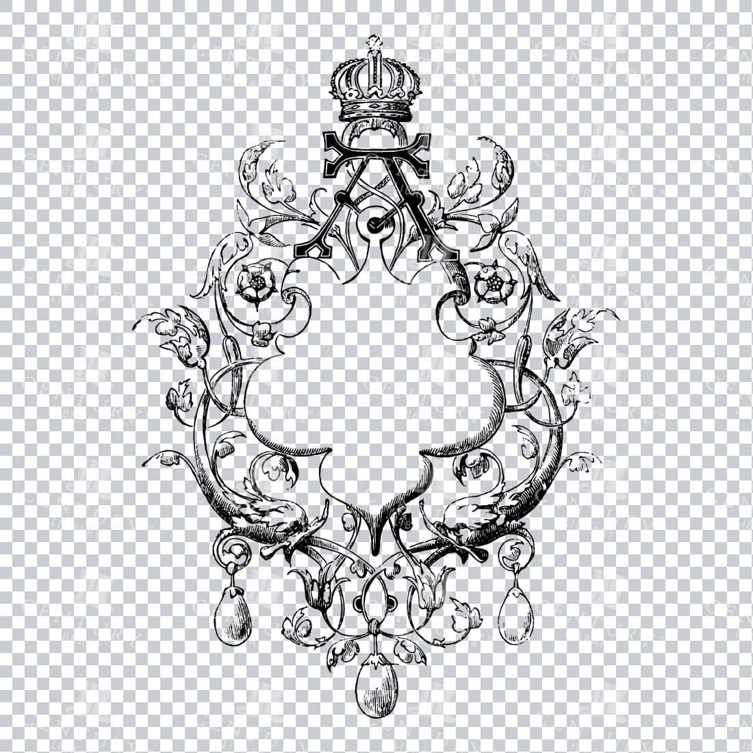 Vintage Decorative Line Art Illustration - Floral - Border - Frame - Pattern No.9