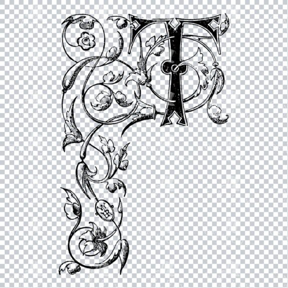 Vintage Decorative Drop Capital T No.1