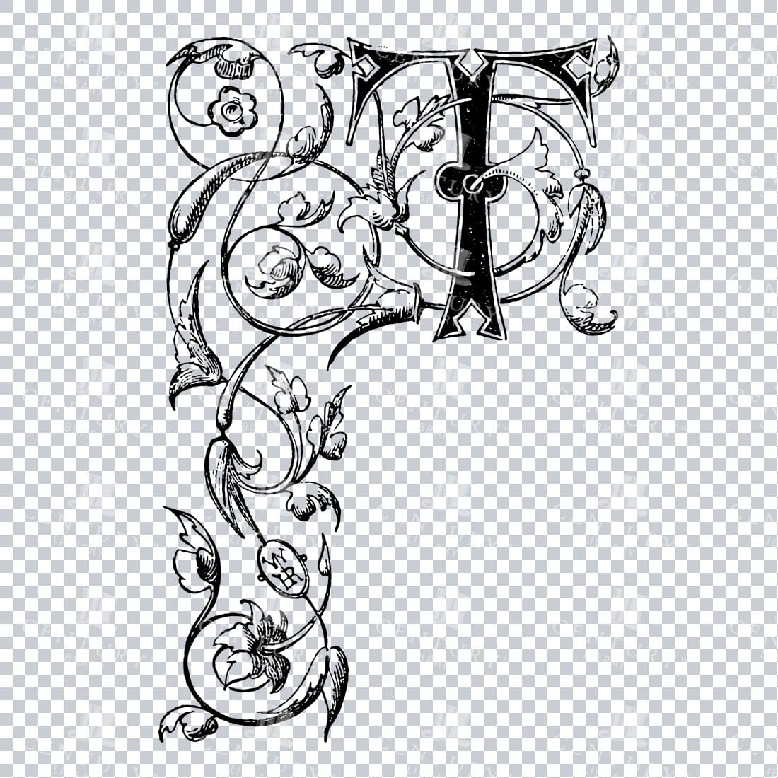 Vintage Decorative Drop Capital T No.1
