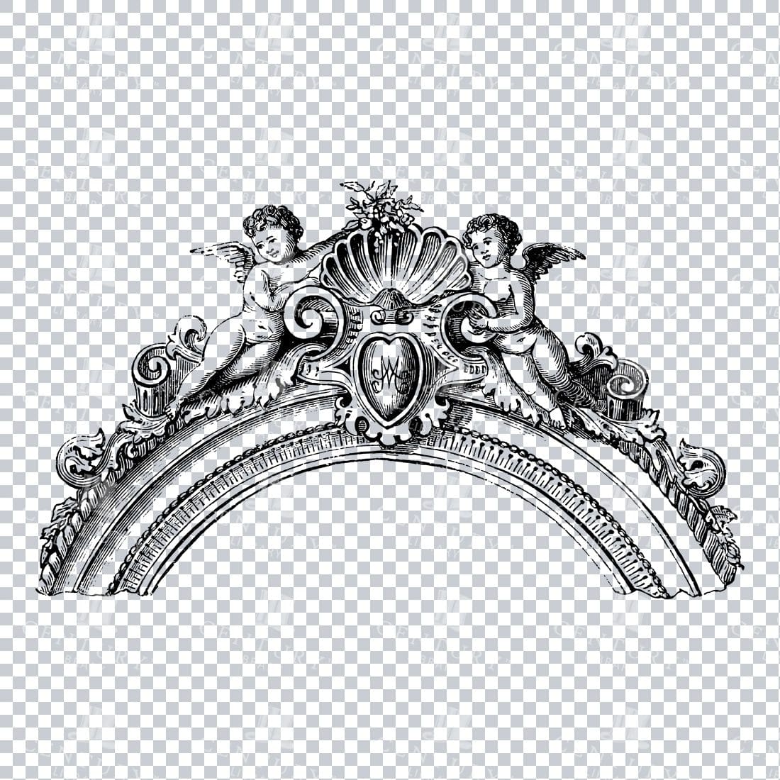 Vintage Decorative Line Art Illustration - Floral - Border - Frame - Pattern No.11